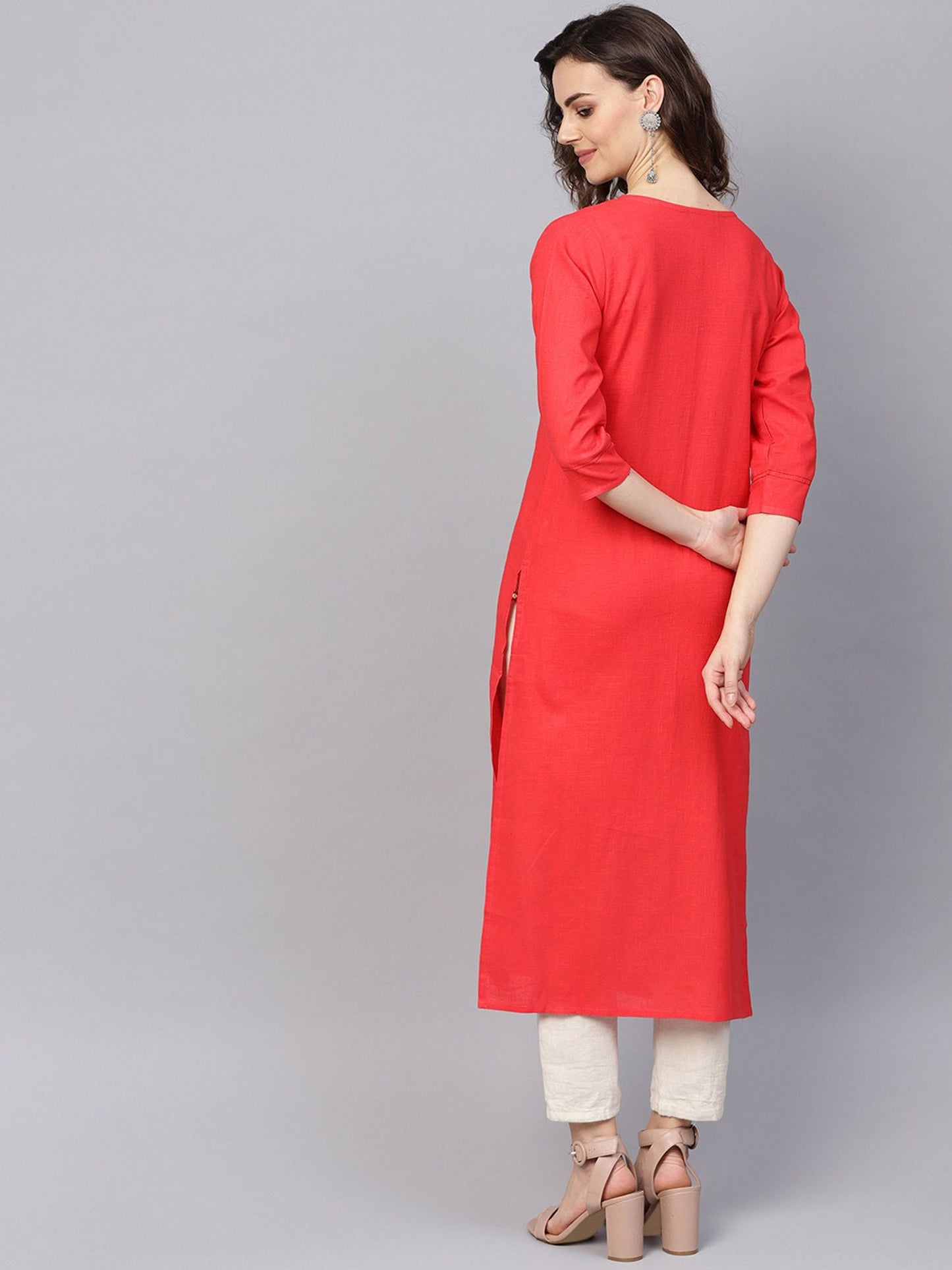 KSUT Red Printed Kurta