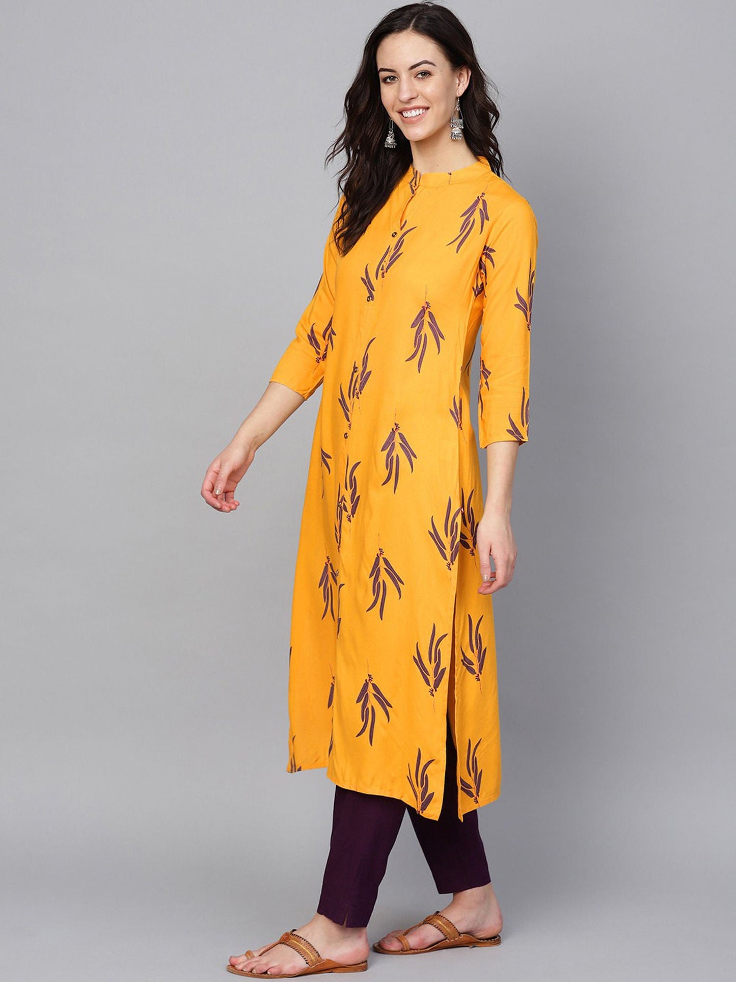 KSUT Yellow Printed Kurta