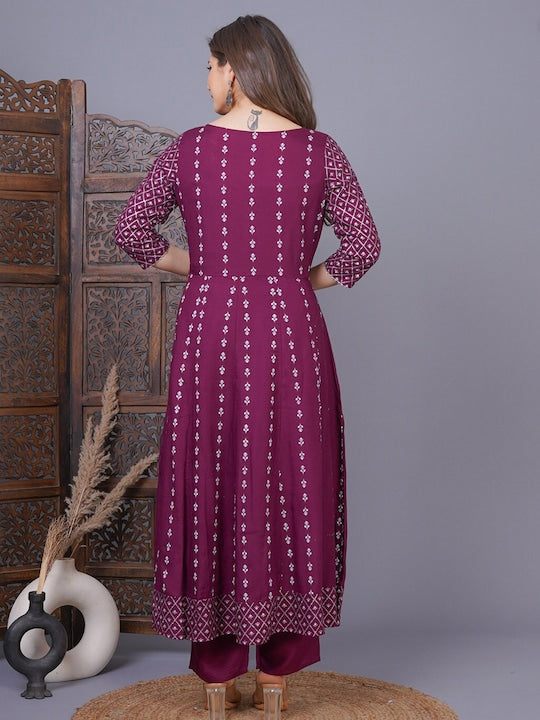 Singni Ethnic Motifs Embroidered Empire Anarkali Kurta With Trousers & Dupatta