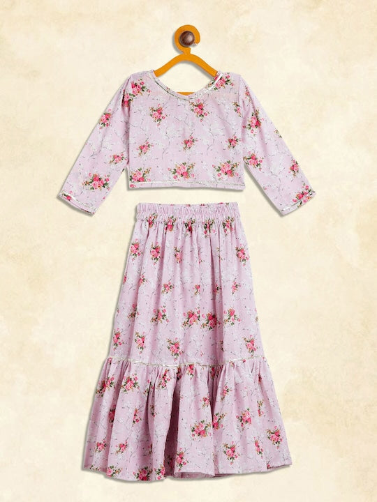 Vastramay Sishu Girls Printed Cotton Ready to Wear Lehenga