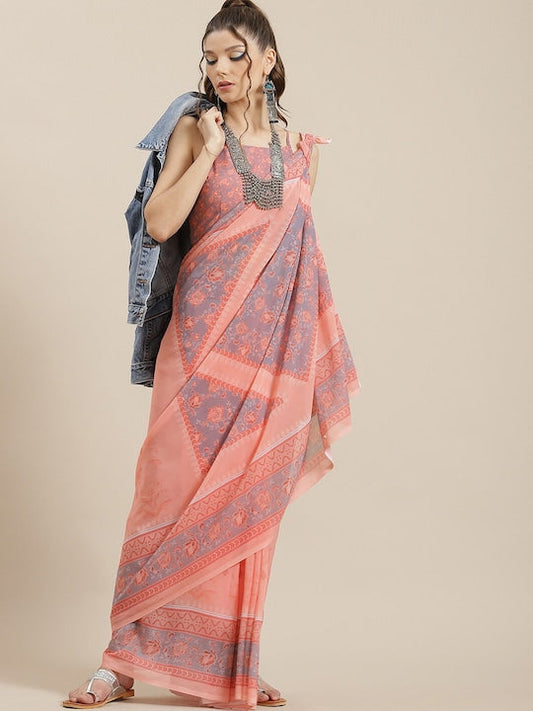 AKS Floral Printed Saree