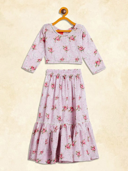 Vastramay Sishu Girls Printed Cotton Ready to Wear Lehenga