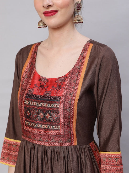 AKS Ethnic Motifs Printed A-line Kurta With Palazzos & Dupatta