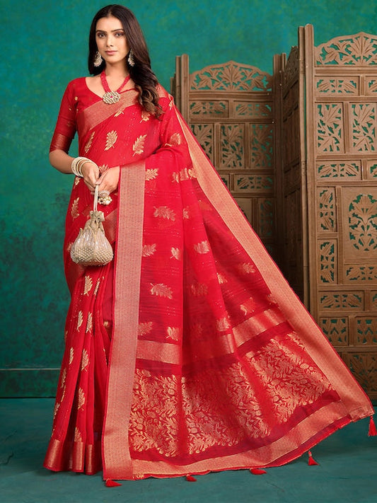 Sangria Floral Woven Design Saree