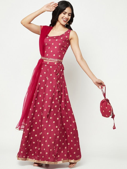 IMARA Printed Lehenga With Blouse & Dupatta