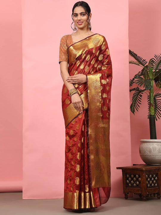 Silk Land Paisley Zari Silk Banarasi Saree