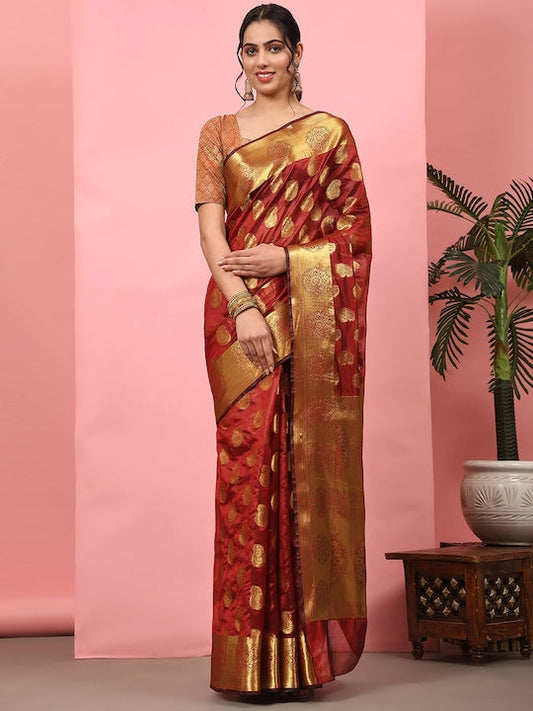 Silk Land Paisley Zari Silk Banarasi Saree