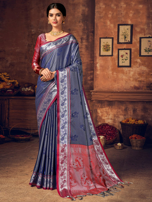 Sangria Woven Design Zari Kanjeevaram Saree