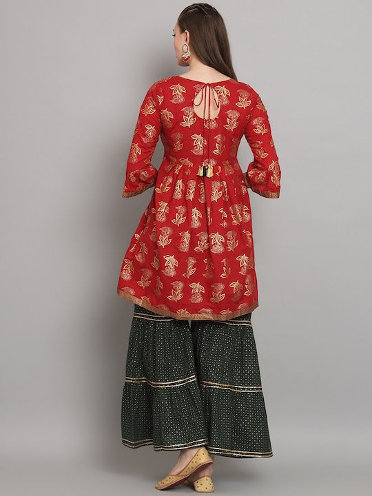All about you Floral Printed Regular Kurta with Sharara