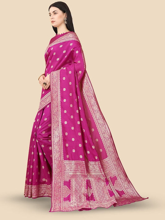 Anjaneya Sarees Floral Woven Design Zari Banarasi Saree