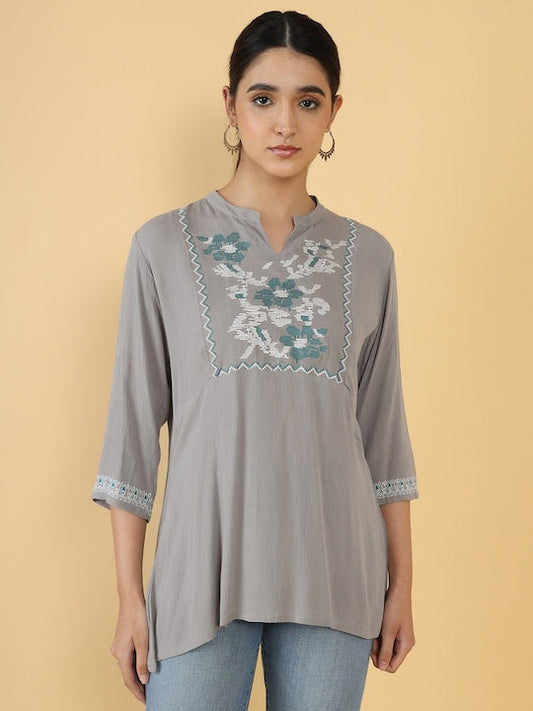 Soch Grey & White Embroidered Tunic - L