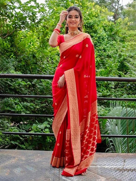 Anjaneya Sarees Floral Woven Design Zari Banarasi Saree