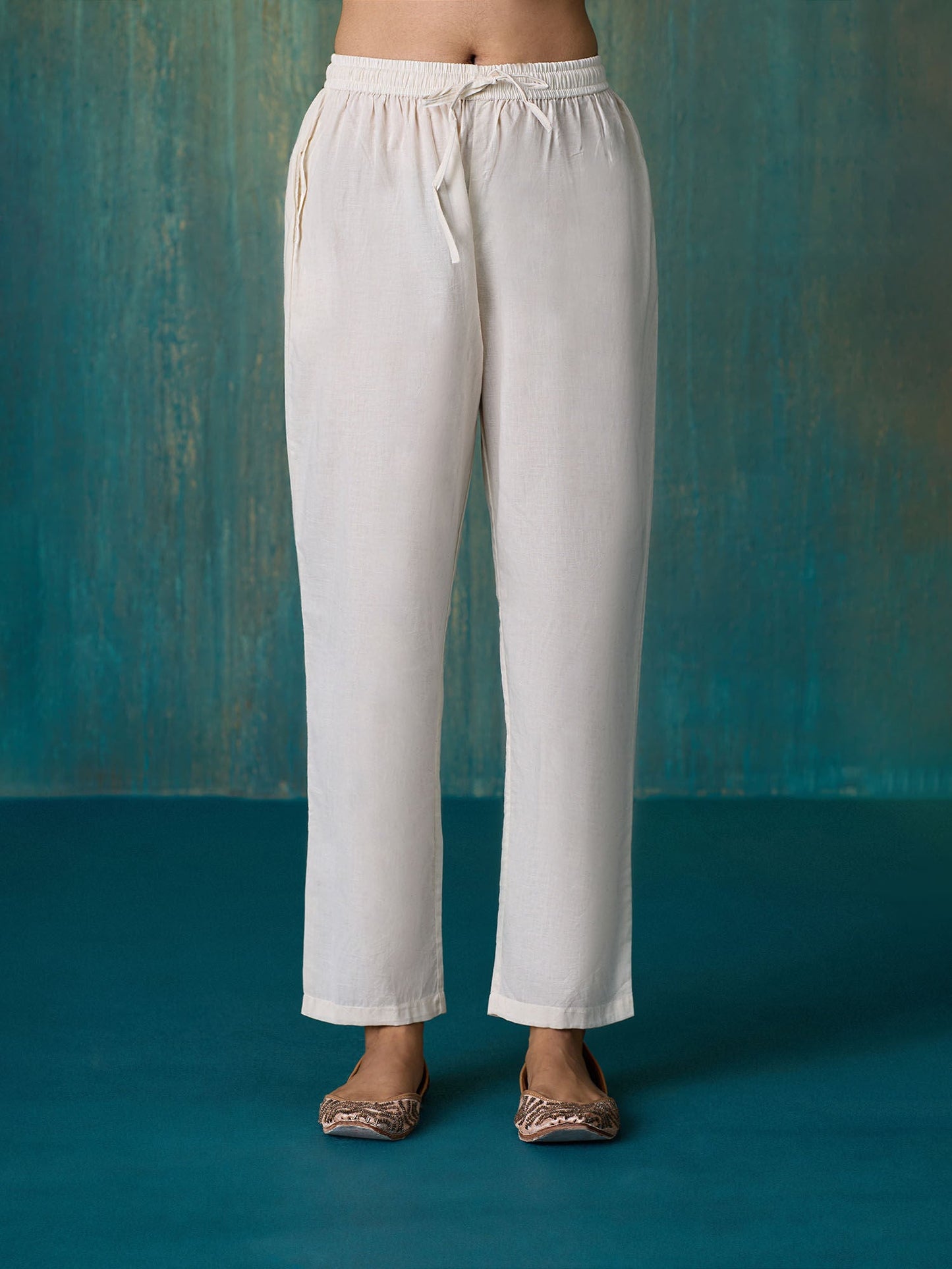 Likha Off white Tonal embrodiery Kurta Pant and Brocade Dupatta LIKSKD253 (Set of 3)