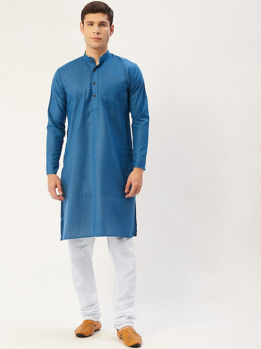 Jompers Men Blue Pure Cotton Kurta with Pyjamas