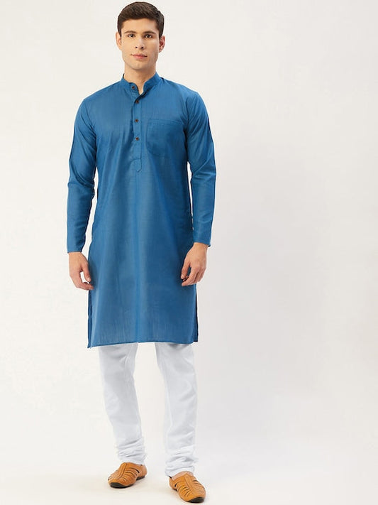Jompers Men Blue Pure Cotton Kurta with Pyjamas
