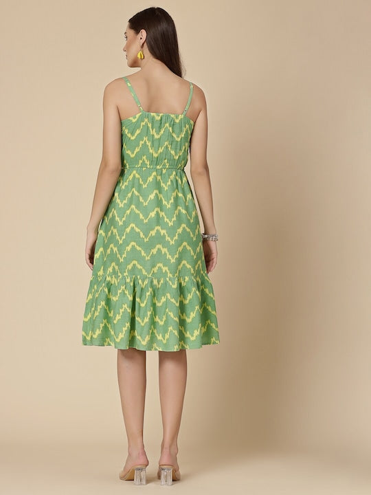All about you Geometric Printed A Line Dress