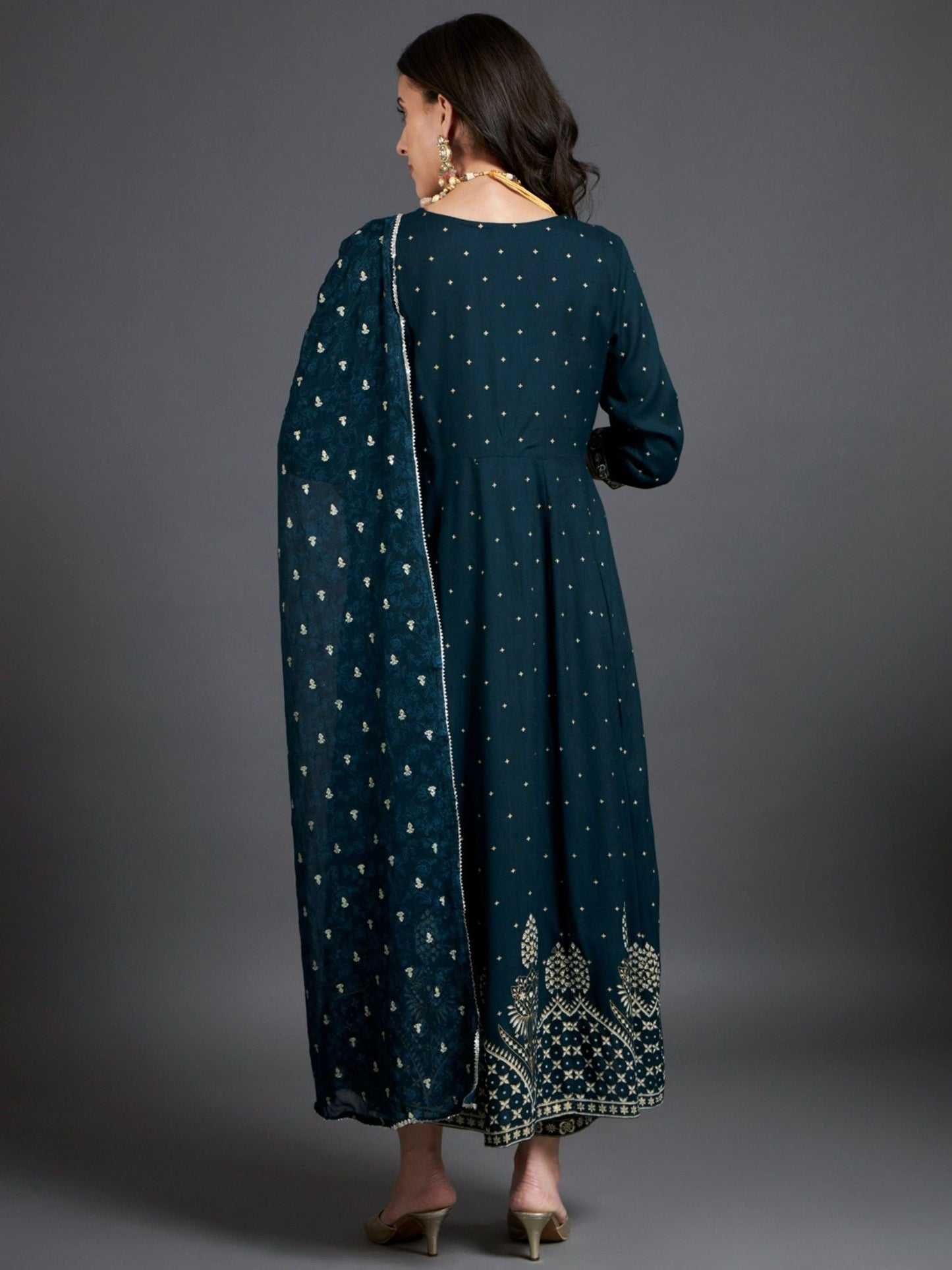 Heeposh Embroidered Kurta and Pants with Khadi Printed Dupatta (Set of 3)