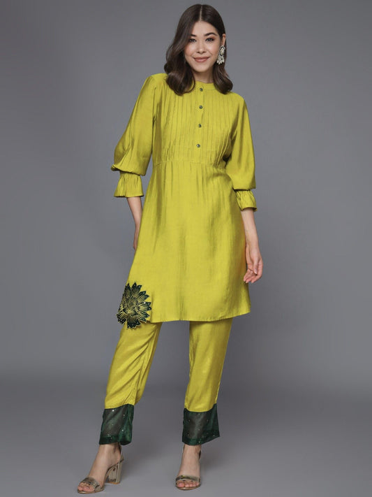 Heeposh Green Patch Work Co-Ord (Set of 2)