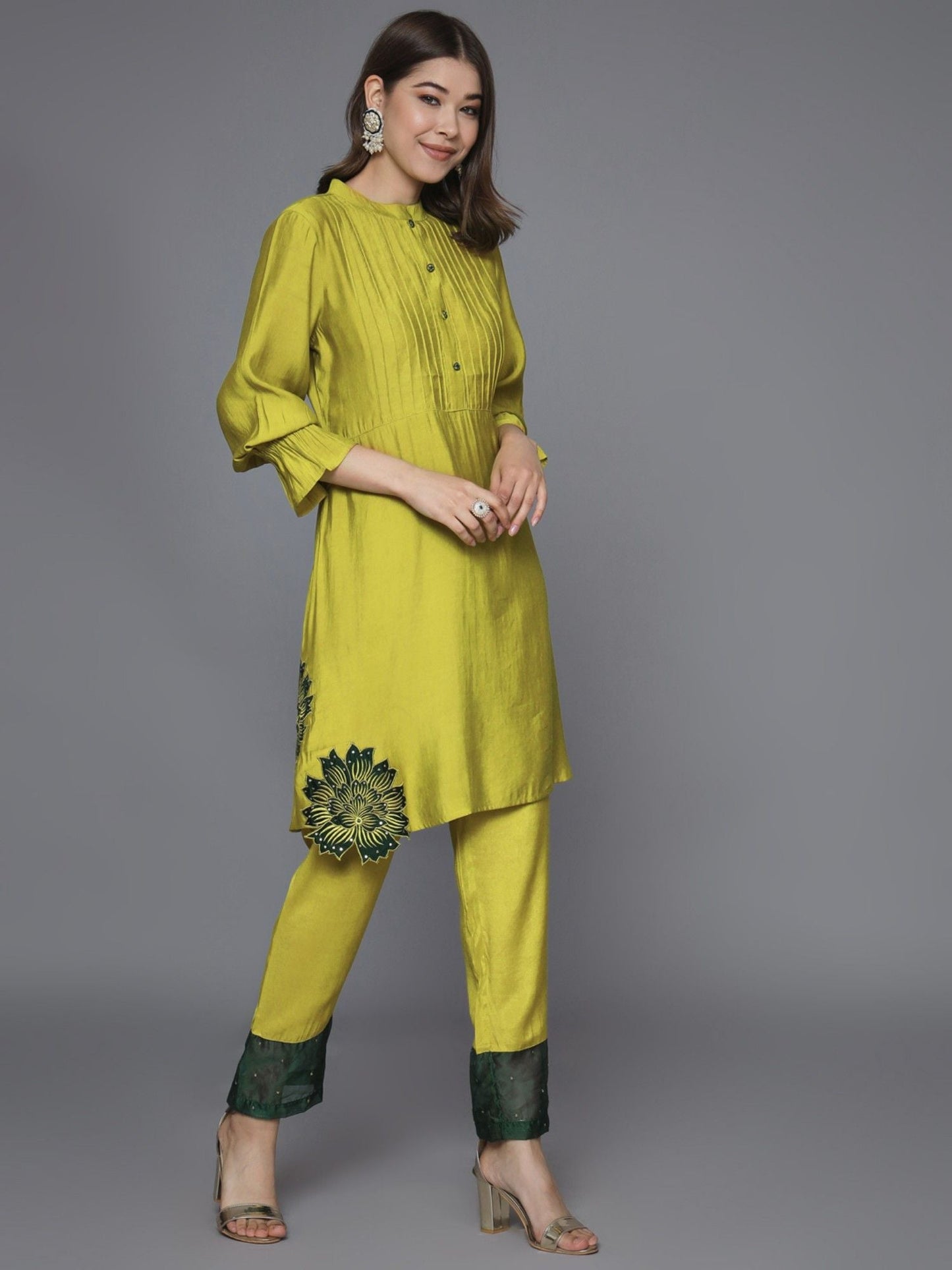 Heeposh Green Patch Work Co-Ord (Set of 2)