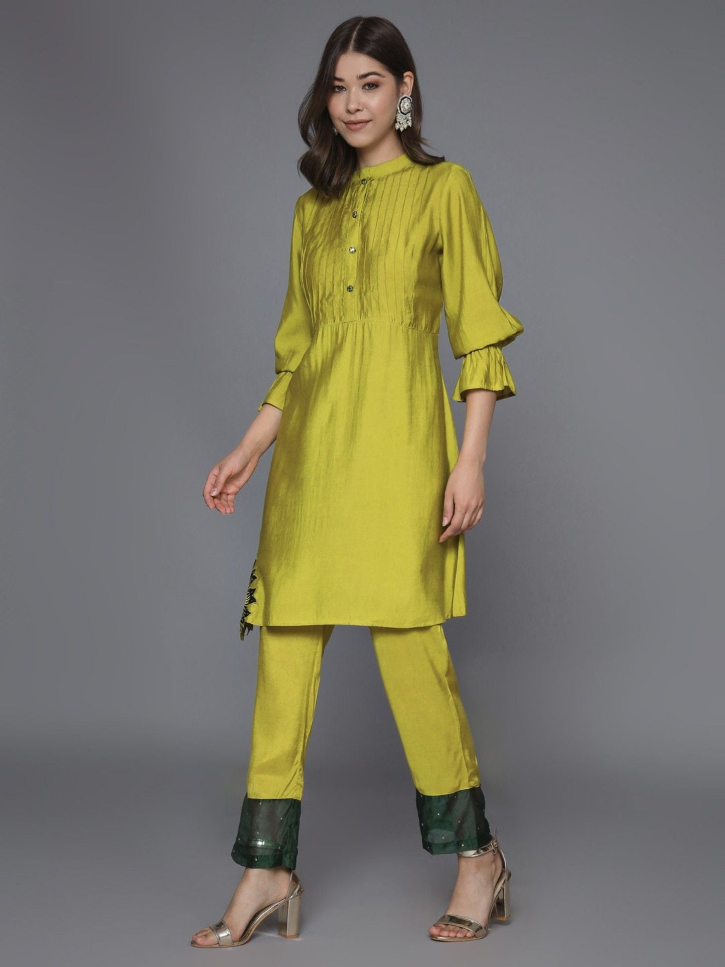 Heeposh Green Patch Work Co-Ord (Set of 2)