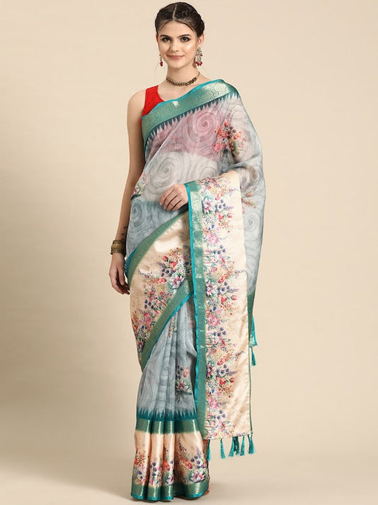 Silk Land Floral Zari Kanjeevaram Saree