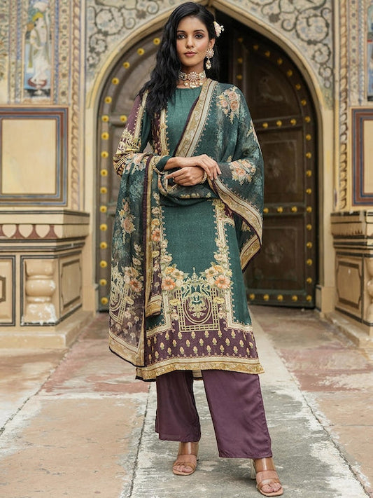 SCAKHI Floral Printed Regular Kurta with Trousers & With Dupatta
