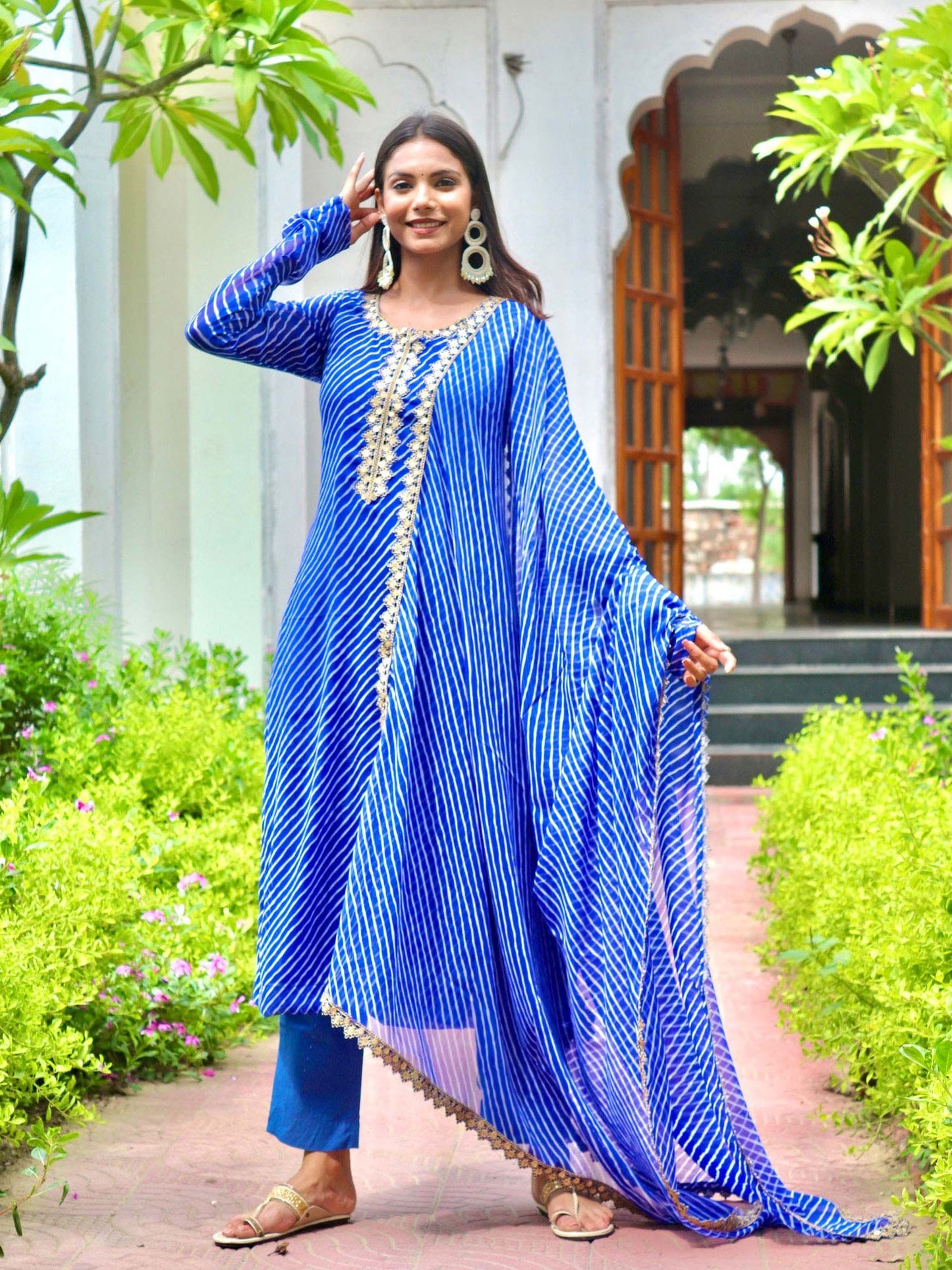 ONEWE INDIA Nilaaya Leheriya Set (Set of 3) - Blue