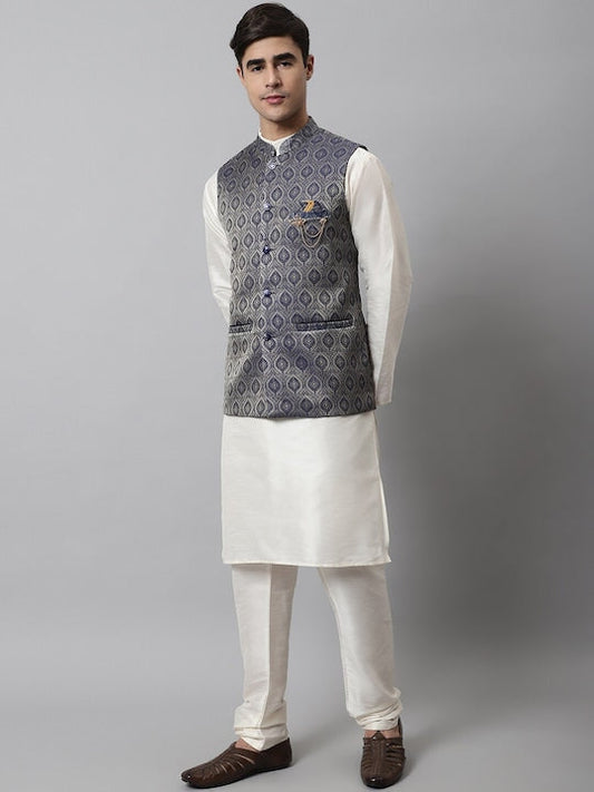 Jompers Men Ethnic Motifs Kurta with Churidar & Nehru Jacket