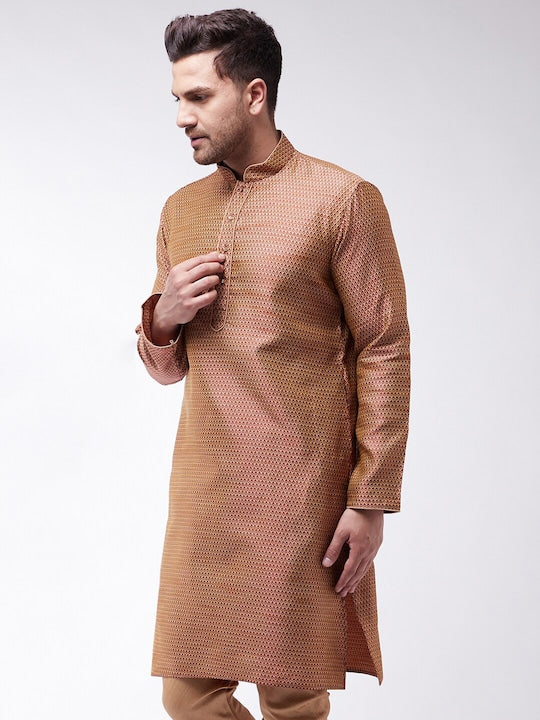 Vastramay Men Ethnic Motifs Woven Design Jacquard Kurta