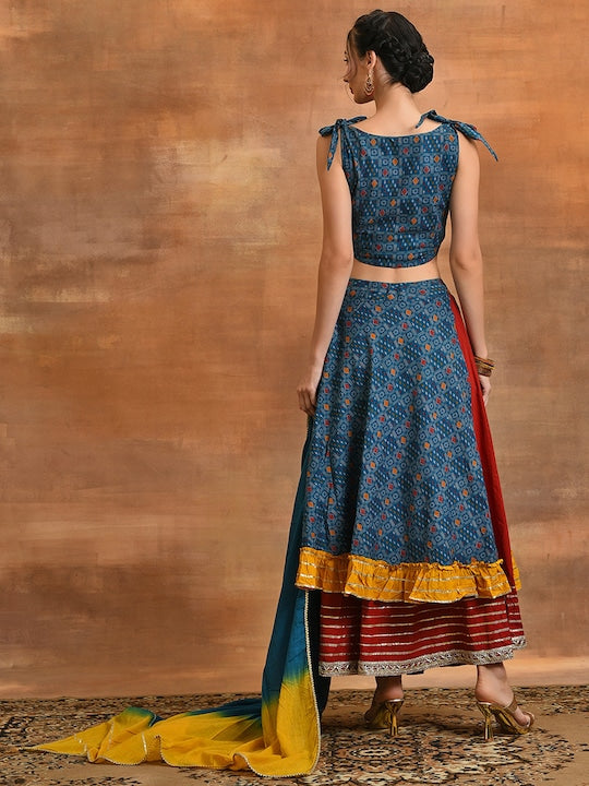 AKS Printed Ready to Wear Lehenga & Blouse With Dupatta
