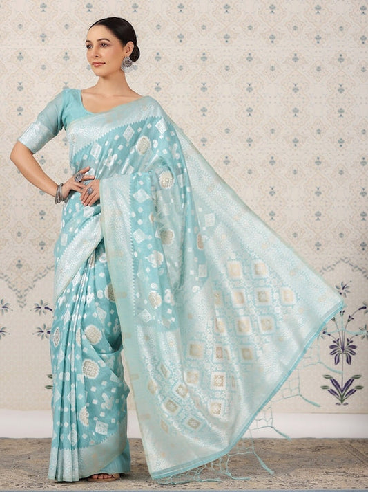 Ode by House of Pataudi Ethnic Motifs Zari Banarasi Saree