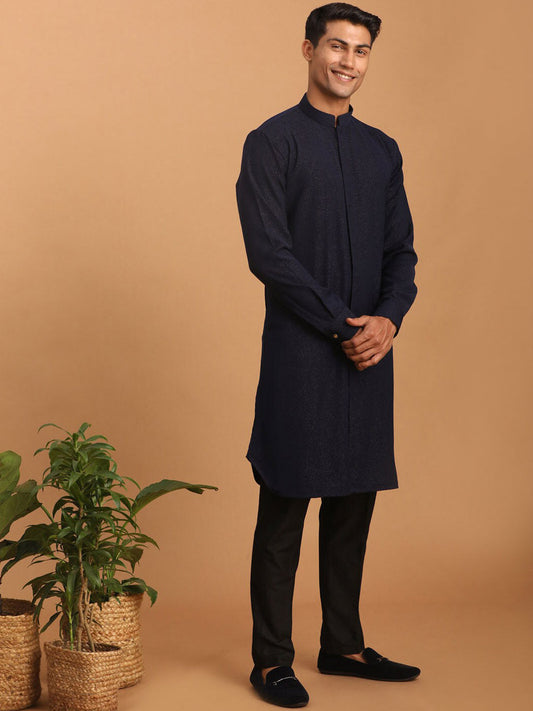 Vastramay Woven Design Mandarin Collar Kurta