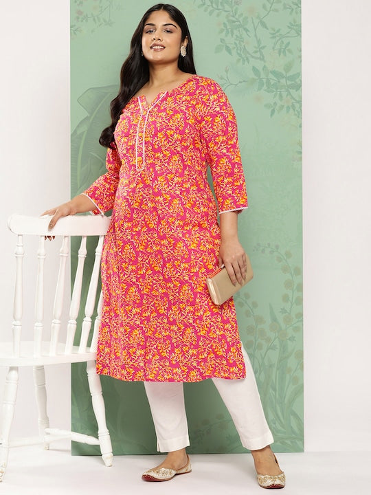 Yufta Floral Printed Pure Cotton Kurta