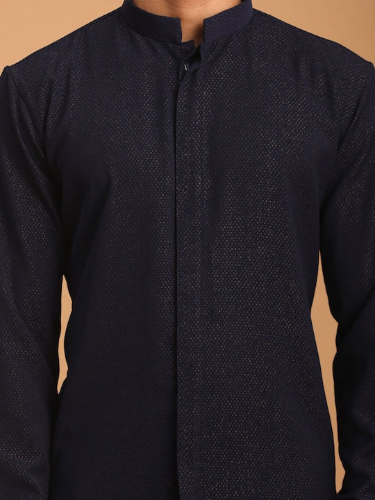 Vastramay Woven Design Mandarin Collar Kurta