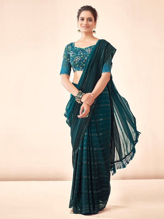 Satrani Striped Zari Saree