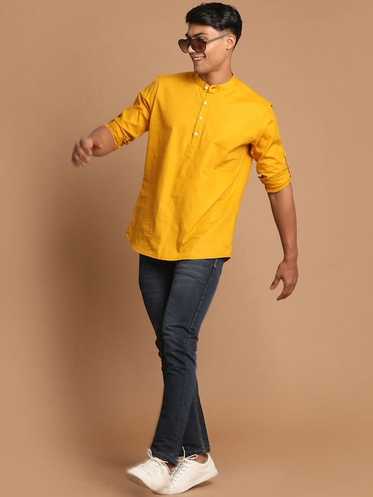 Vastramay Men Mustard Yellow Kurta