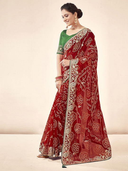 Satrani Ethnic Motifs Gotta Patti Saree