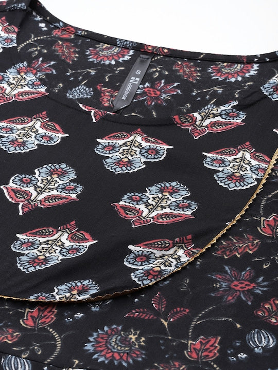 Here&now Ethnic Motifs Printed Gotta Patti Kurta