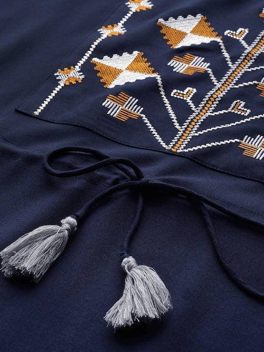 Varanga Embroidered Pure Cotton Tunic With Trousers Co-Ords