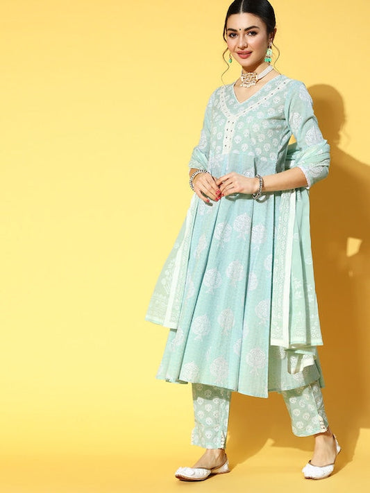 Yufta Pure Cotton Ethnic Motifs Kurta Set