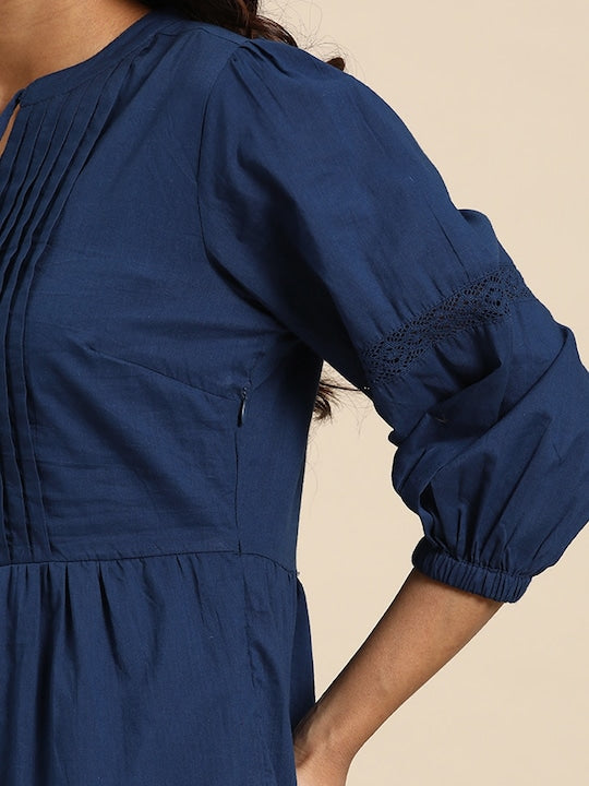 All about you Tie-Up Neck Pure Cotton A-Line Dress