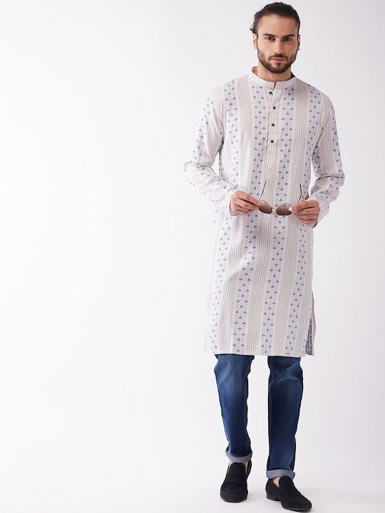 Vastramay Men Multicoloured Geometric Kurta