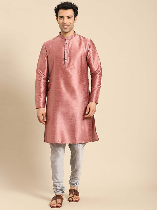 Amodh by Kisah Men Pink Kurta (Set of 2) - S