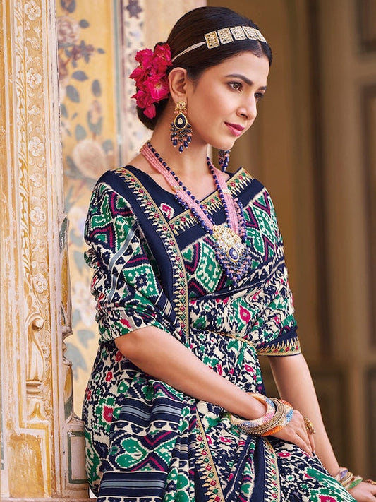 Satrani Ethnic Motifs Art Silk Bhagalpuri Saree