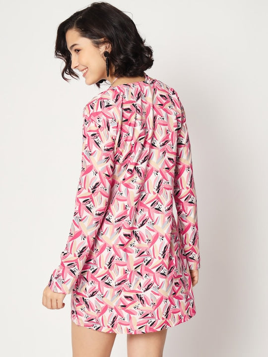 Mitera Printed Crop Top with Shorts & Shrug