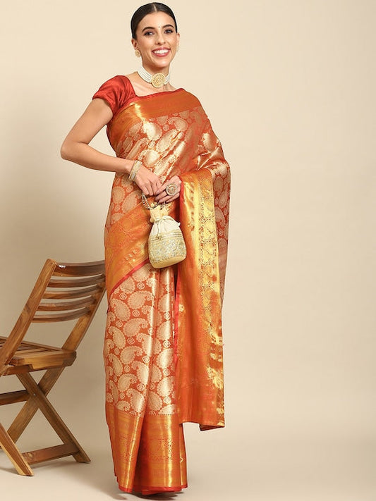 Silk Land Paisley Zari Art Silk Kanjeevaram Saree