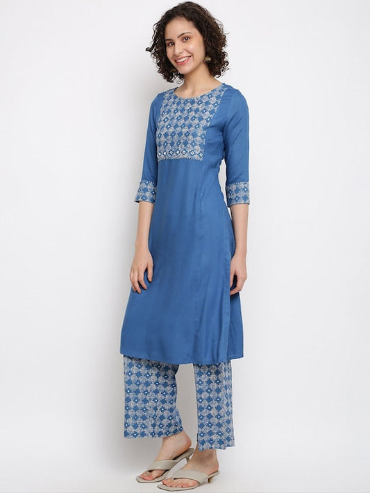 IMARA Ethnic Motifs Yoke Design Kurta with Palazzos