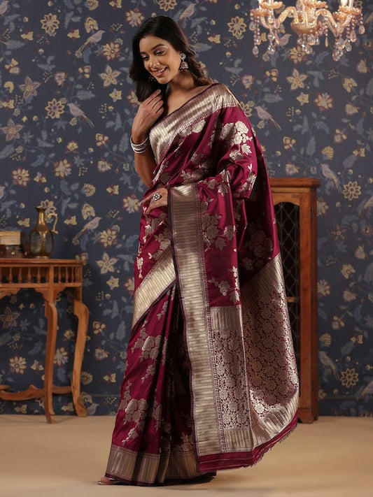 House of Pataudi Ethnic Woven Design Banarasi Saree