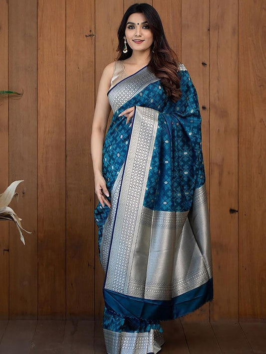 Anjaneya Sarees Ethnic Motifs Woven Design Zari Banarasi Saree