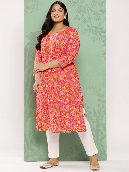 Yufta Floral Printed Pure Cotton Kurta